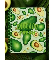 Avokado Fresh Temalı Spiral Kareli Defter – 80 Yaprak / 160 Sayfa – 18x24 cm