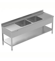 Electrolux Professional 2 Evyeli Tezgah, Evyeleri 600x500 Mm, 2 Damlalıklı (sağda Ve Solda), Taban Raflı - 2400 Mm, Plus LSGLG2426E