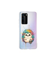 Huawei P40 Pro ile Uyumlu Splash Kirpi Tasarımlı Şeffaf Silikon Kılıf