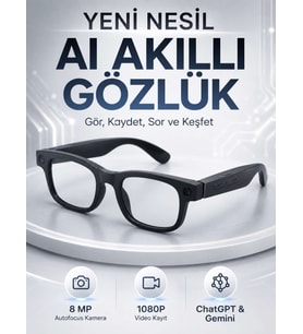 Akıllı Gözlük 8 MP Kameralı 1080P Video Kayıt WiFi Bağlantılı Çift Mikrofonlu Gürültü Engelleme Özellikli