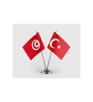Tunus ve Türkiye Bayrağı İkili Saten Masa Bayrağı Takımı