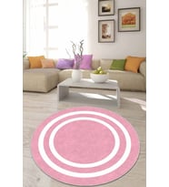 Pembe Çerçeveli Kaymaz Taban Yıkanan Yolluk Yuvarlak AR520 - 100 x 100 cm