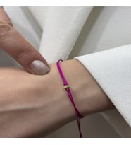 14 Ayar Altın Mini Dorikalı İpli Bileklik (4 mm) (Mor)