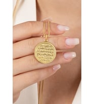 925 ayar gümüş kolye altın yaldızlı yılan zincirli Kıtmir duası kolye  SGTL13137GOLD