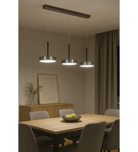 Modern Gri ve Beyaz Led Avize ile Şık Salon ve Mutfak Masası Seti