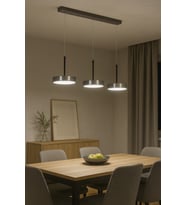 Modern Gri ve Beyaz Led Avize ile Şık Salon ve Mutfak Masası Seti