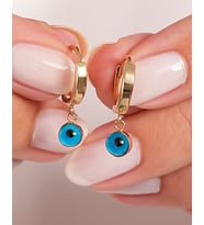 Debora Jewelry 14 Ayar Altın Nazar Boncuklu Halka Detay Küpe