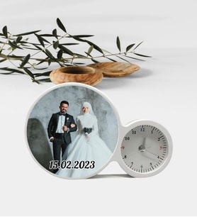 Fotoğraflı Tarihli Saatli Sihirli Ayna Kişiye Özel