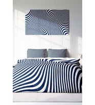 Çift Kişilik ( Lastikli Çarşaflı ) %100 Pamuk Saten Nevresim Takımı Blue Line