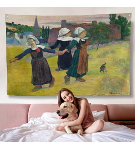 Paul Gauguin Bretonlu Kızlar Dans Duvar Örtüsü-7007