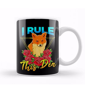 Adorable I Rule This Den Cute Fox Awesome Fox Den Kupa Bardak Porselen