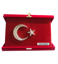 KADİFE KUTULU FİLOGRAFİ TÜRK BAYRAĞI TABLO -2 (Kırmızı)
