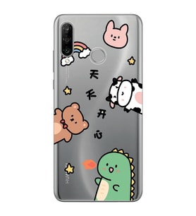 Huawei P30 Lite Uyumlu Sevimli Hayvanlar Desenli Şeffaf Telefon Kılıfı