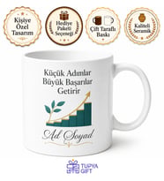 Küçük Adımlar Büyük Başarılar Getirir Gelişim Temalı Kupa Bardak Hediye