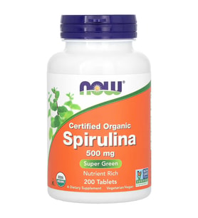 Certified Organic Spirulina   500 mg  200 Tablet Nutrient Rich