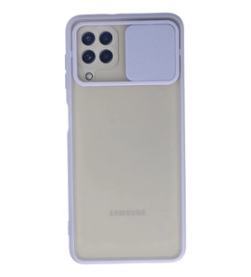 Durukar® Samsung Galaxy A22 Kılıf Palm Buzlu Kamera Sürgülü Silikon - Lila