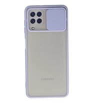 Durukar® Samsung Galaxy A22 Kılıf Palm Buzlu Kamera Sürgülü Silikon - Lila