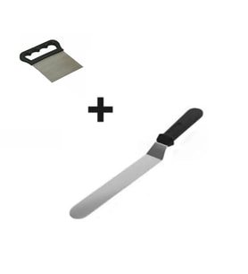 2li Set Hamur Şekillendirici Eğik Pasta Spatulası Ve Metal Hamur Kazıyıcı Spatula