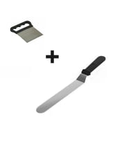 2li Set Hamur Şekillendirici Eğik Pasta Spatulası Ve Metal Hamur Kazıyıcı Spatula
