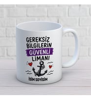 Kişiye Özel Arkadaş Tasarımlı Gereksiz Bilgiler Yazılı İsimli Seramik Kupa Bardak
