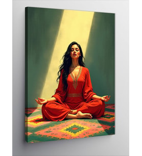 Kanvas Tablo Kırmızı Elbiseli Meditasyon