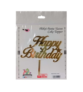 Happy Birthday Yazılı Aynalı Pleksi Altın