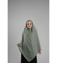 Yağ Yeşili Pratik Hazır Geçmeli Tesettür Eşarp Krep Bağcıklı Sufle Hijab 2313_36
