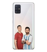 Samsung Galaxy A71 Uyumlu Cristiano Ronaldo & Lionel Messi Tasarımlı Şeffaf Telefon Kılıfı