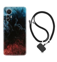 Xiaomi 12 Lite Kılıf Resimli Boyun Askılı İpli Desenli Silikon Red Blue Black Abstact 1386
