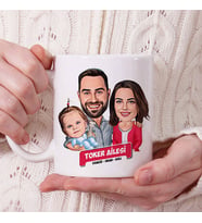 Kişiye Özel Kız Çocuklu Mükemmel Aile Karikatürlü Kupa Bardak