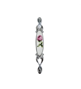 Miray 96 mm Metal KROM Kasa Beyaz  GÜL Desenli  / 5 ADET (Gümüş)