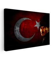 Kanvas Tablo Atatürk Büyük Ay Yıldız Grafik Atatürk Tablosu Ev Ofis Duvar Dekoru