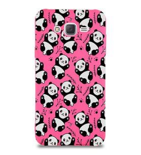 Samsung Galaxy J7 Uyumlu Lansman Kılıf Panda Tasarımlı İçi Kadife Kapak-Neon Pembe (Şeffaf)