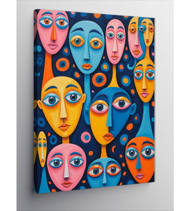 Kanvas Tablo Renkli Yüzler Portresi