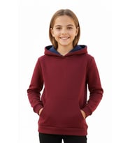 Kız Çocuk Bordo Kapüşonlu Cepli 3 İplik Sweatshirt BGL-ST04998