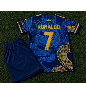 2025/26 Sezonu RONALDO Dragon Desenli Konsept Çocuk Forması 2Li Set (Lacivert)