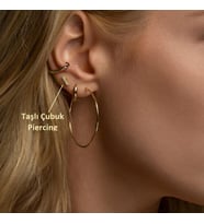 Cerrahi Çelik Düz Çubuk Tragus Piercing Helix Kıkırdak Anti Helix Gold Renk (Çok Renkli)
