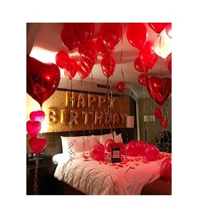 Romantik Gold Kırmızı Doğum Günü Seti M62