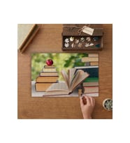 Kitaplar ve Kırmızı Elma Tasarımı 240 parça Ahşap Puzzle Ahşap Kutuda MP00713