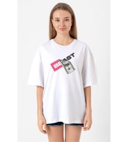 Mr Beast Dollar Bill Beyaz Kadın Oversize Tshirt