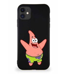 Apple iPhone 11 Soft Premier Kapak Patrick Yıldız Tasarımlı Silikon Kılıf - Siyah (Şeffaf)