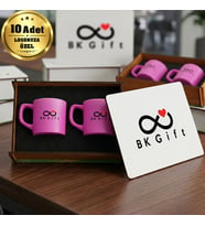 Logonuza Özel 10 Adet Kutulu Pembe Renk Kahve Fincanı Seti – Kutulu Seramik Fincan Kurumsal Hediye Seti