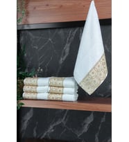 Dantelli Güpürlü Lüks %100 Pamuk Çeyizlik 6 lı El Yüz Havlu Seti 40X70 - Sarı - 4400