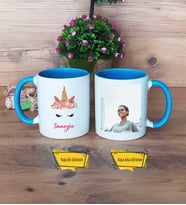 Unicorn Kupa Bardak Mavi Fotoğraflı Arkadaşa Hediye Doğum Günü Hediyesi