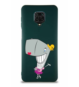 Xiaomi Redmi Note 9 Pro Soft Premier Kapak Pearl Yengeç Tasarımlı Silikon Kılıf - Yeşil (Şeffaf)