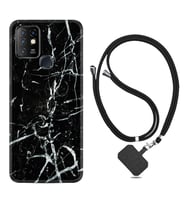 INFINIX Hot 8 9 10 11S Hot 10 Play 10T Kılıf Boyun Askılı Silikon Black Marble 3 1382