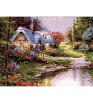 Gölet Evi Sayılarla Boyama Seti 40x50 cm (Tuvale Gerili)