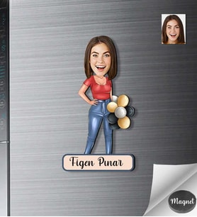 Kişiye Özel Kadın Ahşap Magnet -16