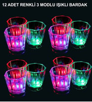 LED Işıklı Eğlence Bardak Seti 12 Adet