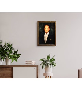 BK Home Atatürk Tasarımlı Doğal Masif Ahşap Çerçeveli Tablo 45x65cm-1
